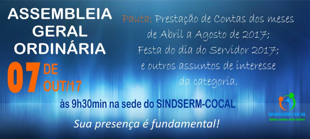 Edital De ConvocaÇÃo Assembleia Geral OrdinÁria 07 De Outubro Sindserm Cocal Sindicato 1188